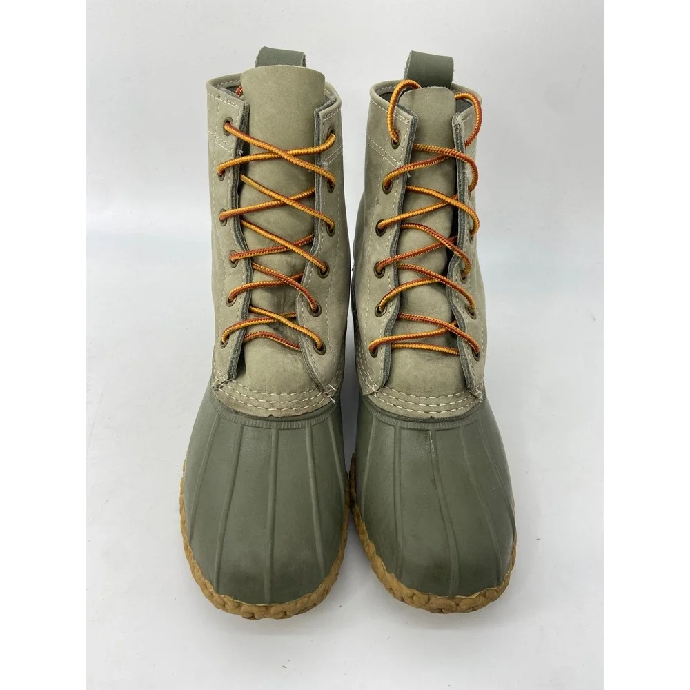 LL Bean Boots Womens 7 Green Nubuck Duck Waterproof Maine Hiking Outdoor